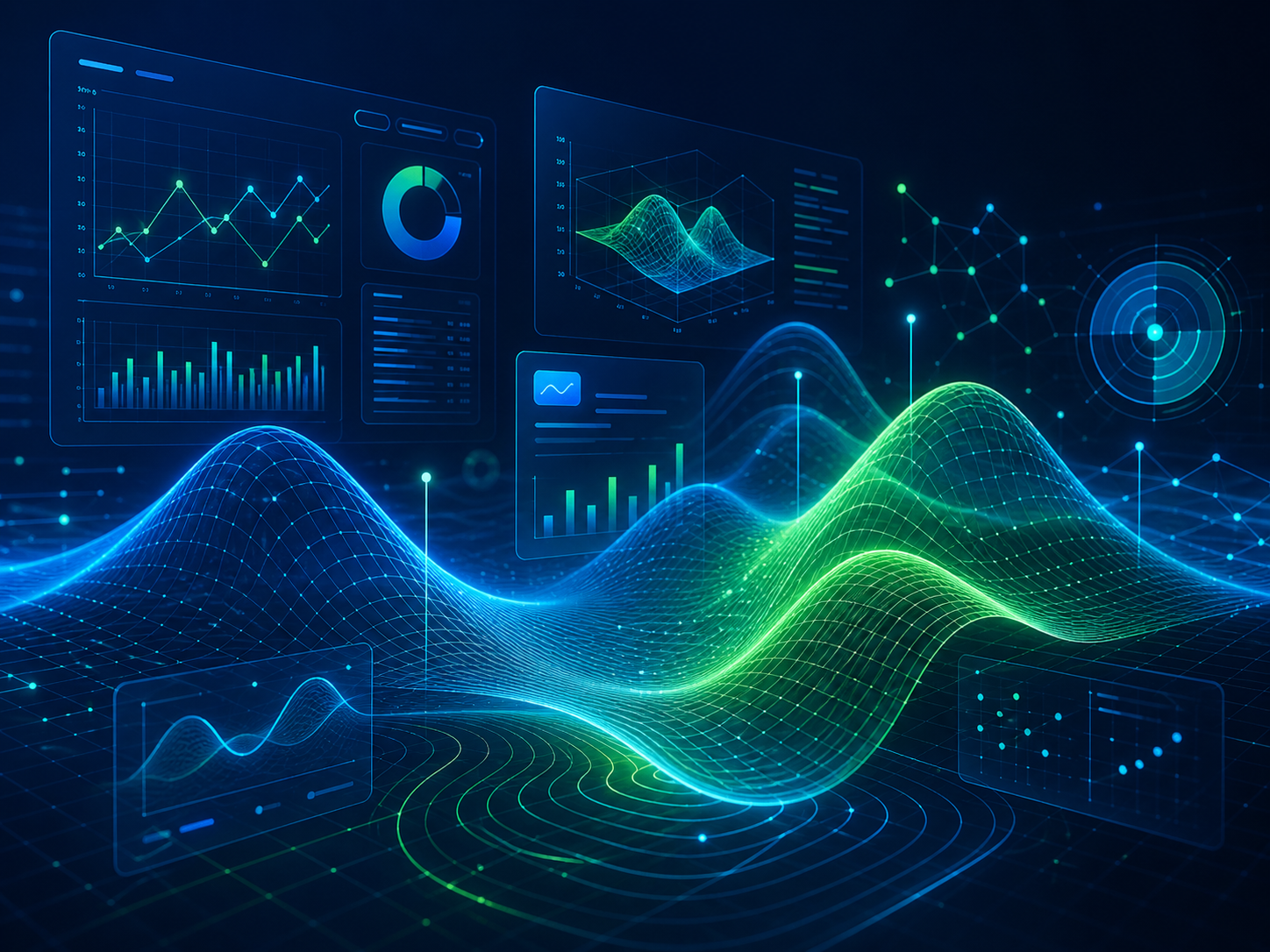 Futuristic wave and AI inspired visual for Wave Solutions